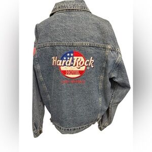 Vintage 90s Hard Rock Hotel Las Vegas Denim Jacket size small oversized